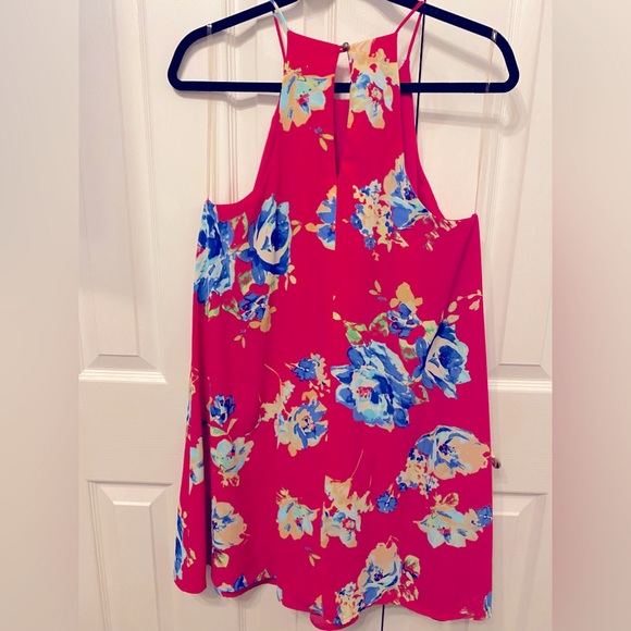 The Impeccable Pig pink size Medium dress with cobalt blue flowers - Picture 2 of 6